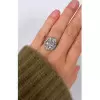 5.6ct Cushion Cut White Sapphire Floral Engagement Ring