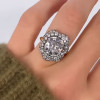 5.6ct Cushion Cut White Sapphire Floral Engagement Ring