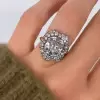 5.6ct Cushion Cut White Sapphire Floral Engagement Ring