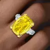 14ct Cushion Cut Yellow Sapphire Engagement Ring