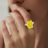 14ct Cushion Cut Yellow Sapphire Engagement Ring