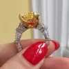 14ct Cushion Cut Yellow Sapphire Engagement Ring