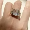 6ct Cushion Cut White Sapphire Three Stone Engagement Ring