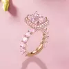 6ct Cushion Cut Morganite Pink Sapphire Halo Engagement Ring