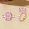 6ct Cushion Cut Morganite Pink Sapphire Halo Engagement Ring
