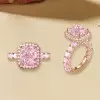 6ct Cushion Cut Morganite Pink Sapphire Halo Engagement Ring