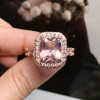 6ct Cushion Cut Morganite Pink Sapphire Halo Engagement Ring