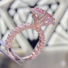 6ct Emerald Cut Peach Pink Sapphire Halo Engagement Ring