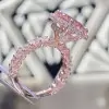 6ct Emerald Cut Peach Pink Sapphire Halo Engagement Ring