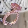 6ct Cushion Cut Morganite Pink Sapphire Halo Engagement Ring