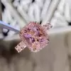 6ct Cushion Cut Morganite Pink Sapphire Halo Engagement Ring