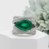 5.7ct East-West Pear Cut Emerald Paved Cocktail Ring