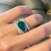 5.7ct East-West Pear Cut Emerald Paved Cocktail Ring