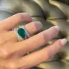 5.7ct East-West Pear Cut Emerald Paved Cocktail Ring