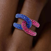 Paved Multicolor Sapphire Bold Knot Unisex Ring