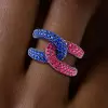 Paved Multicolor Sapphire Bold Knot Unisex Ring