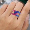 Paved Multicolor Sapphire Bold Knot Unisex Ring
