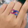 Paved Multicolor Sapphire Bold Knot Unisex Ring