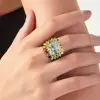 9.5ct Asscher Cut Halo Rainbow Sapphire Firework Cocktail Ring