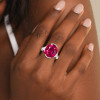 8ct Oval Cut Ruby Three Stone Engagement Ring