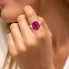 8ct Oval Cut Ruby Three Stone Engagement Ring