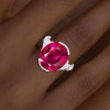8ct Oval Cut Ruby Three Stone Engagement Ring