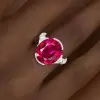 8ct Oval Cut Ruby Three Stone Engagement Ring