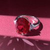 8ct Oval Cut Ruby Three Stone Engagement Ring