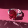 8ct Oval Cut Ruby Three Stone Engagement Ring