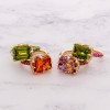8ct Emerald Cut Multicolor Sapphire Paved Cocktail Ring