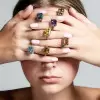 8ct Emerald Cut Multicolor Sapphire Paved Cocktail Ring