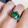 5ct Oval Cut Emerald Five Stone Cocktail Ring