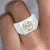 3.8ct Round Cut Two Tone Sculptural Cocktail Ring