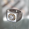 3.8ct Round Cut Two Tone Sculptural Cocktail Ring