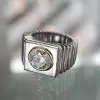 3.8ct Round Cut Two Tone Sculptural Cocktail Ring