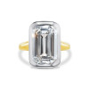 5ct Bezel-setting Emerald Cut Two Tone Engagement Ring
