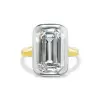 5ct Bezel-setting Emerald Cut Two Tone Engagement Ring