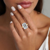 5ct Bezel-setting Emerald Cut Two Tone Engagement Ring