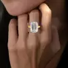5ct Bezel-setting Emerald Cut Two Tone Engagement Ring