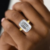 5ct Bezel-setting Emerald Cut Two Tone Engagement Ring