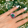 5ct Cushion Cut Green Sapphire Ruby Cocktail Ring