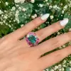 5ct Cushion Cut Green Sapphire Ruby Cocktail Ring