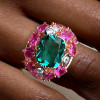 5ct Cushion Cut Green Sapphire Ruby Cocktail Ring