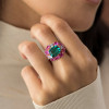 5ct Cushion Cut Green Sapphire Ruby Cocktail Ring
