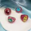 5ct Cushion Cut Green Sapphire Ruby Cocktail Ring