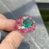 5ct Cushion Cut Green Sapphire Ruby Cocktail Ring