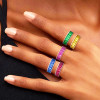 7ctw Emerald Cut Multicolor Sapphire Channel-Set Eternity Ring
