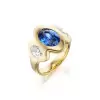 Oval Cut Tanzanite Blue Sapphire Fluid Edge Cocktail Ring
