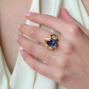 Oval Cut Tanzanite Blue Sapphire Fluid Edge Cocktail Ring