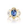 Oval Cut Tanzanite Blue Sapphire Fluid Edge Cocktail Ring